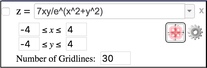 Contour plot button on function object